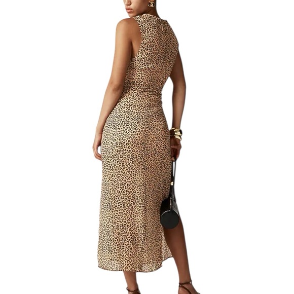 J. CREW NWT Gathered Sheath Maxi Dress in Leopard Chiffon Size 4 - Picture 9 of 15
